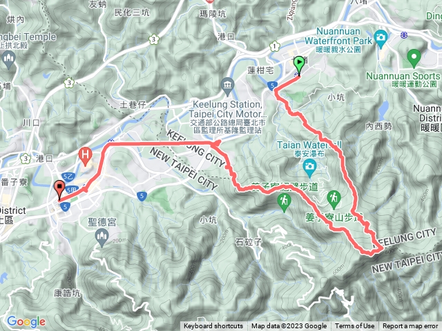 七堵火車站→西勢坑山→草濫古道→姜子寮山→旗尾崙→石門山→百福火車站