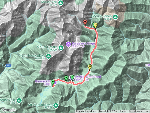 上高地至槍沢山屋