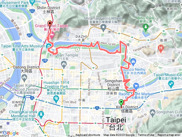 市政府到捷運劍潭站