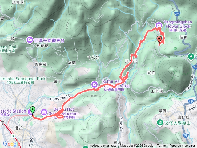 新北投-地熱谷-硫磺谷-18拐圳步道-陽峰古道-後山公園-小隱潭瀑布預覽圖
