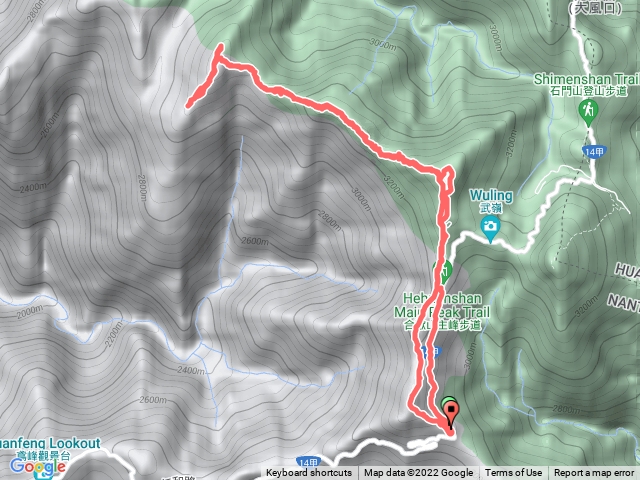 合歡山主峰、合歡山西北峰、合歡山主峰、合歡山南峰、昆陽起登結束