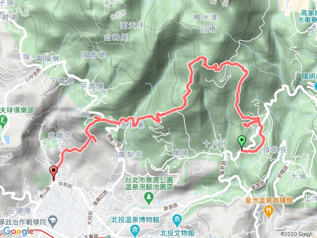 頂湖山、中正山連走出水磨坑