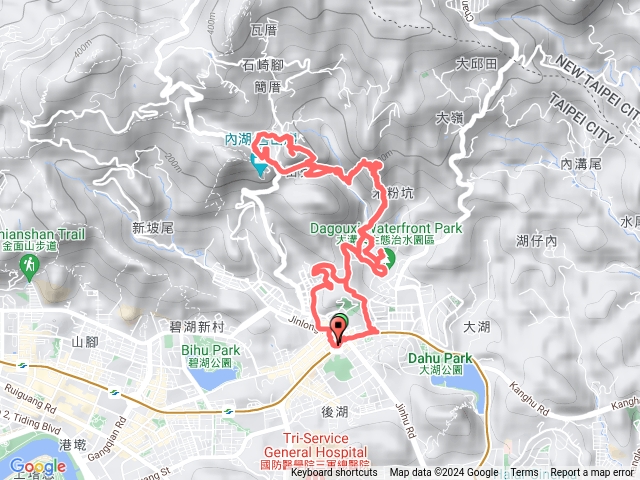 2024 01 26梘頭山南峰梘頭山梘頭山東北峰龍船岩南峰龍船岩東南峰圓覺瀑布圓覺尖白石湖吊橋O型: