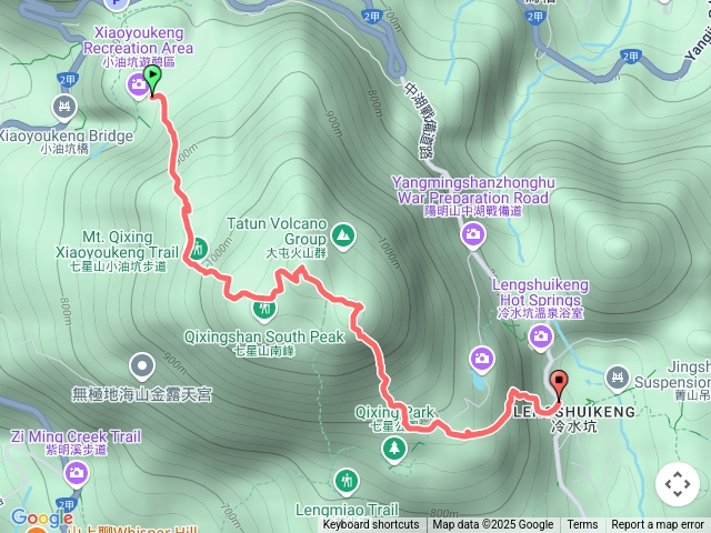 七星山主峰、七星山東峰（起：小油坑；迄：冷水坑）