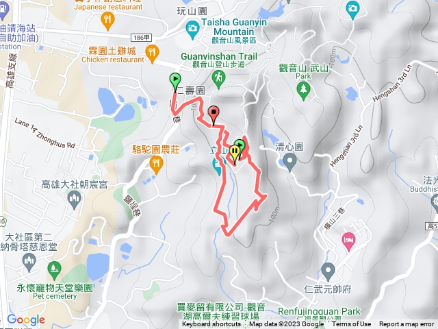 大社觀音山(鹽程巷登山口 -> 高速尾休息區 -> 相思林 -> 長野山  ->  富山  ->  立山 -> 高速尾休息區 -> 鹽程巷登山口)