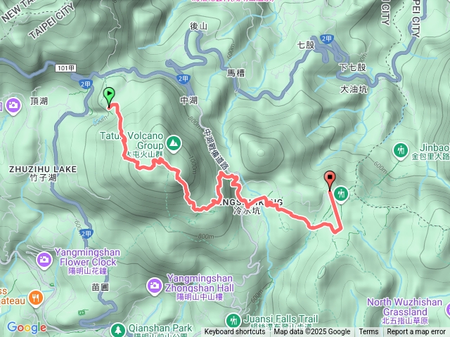 七星山主峰、七星山東峰、擎天崗（起：小油坑；訖：擎天崗）