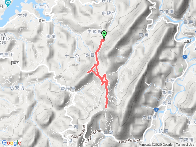 水寨下至蕃子寮山在爬帽盒山回普光寺