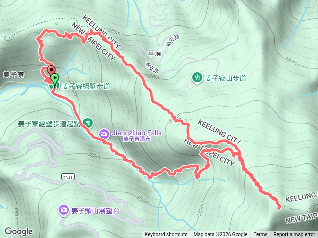 姜子寮絕壁 、姜子寮古道、姜子寮山 、旗尾崙、學人步道預覽圖