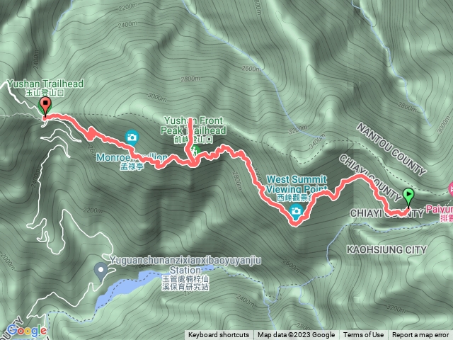 大斷壁經玉山前鋒至塔塔加