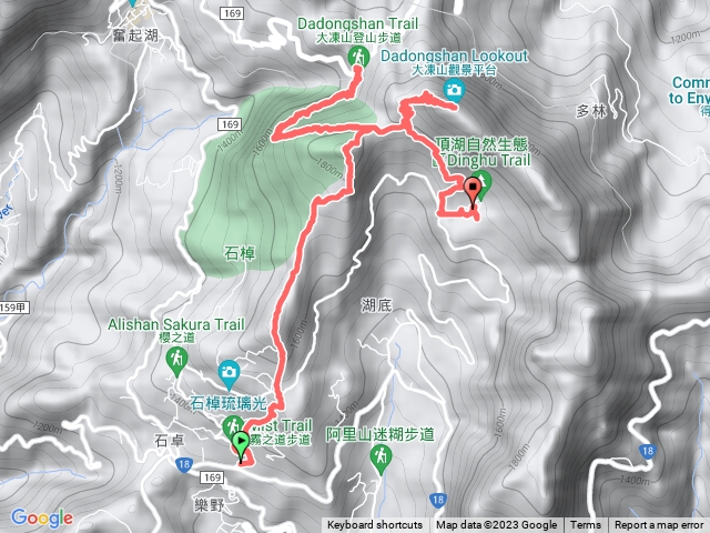 頂石槕-樂野山-霹靂山-回頭嶺-多林檢查所-回頭嶺-大凍山-石獅象-頂湖