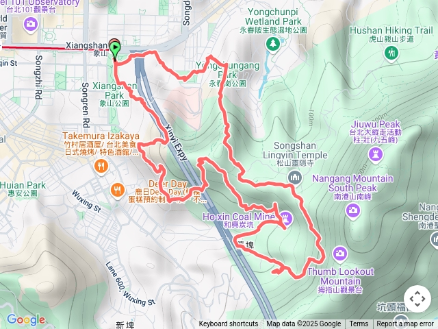 非典型路線(象山捷運站~煙火平台~靈感通天~不二法門~象山峰~和興炭坑~金興尖~北星寶宮 O型)