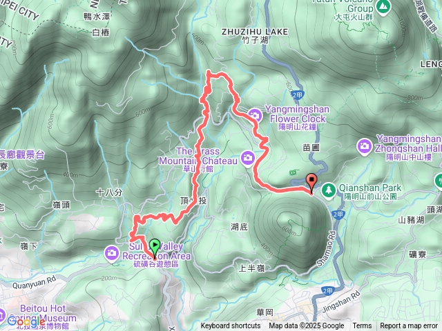 十八分水圳、草山觀瀑吊橋、猴崁古道、大屯瀑布、公車總站