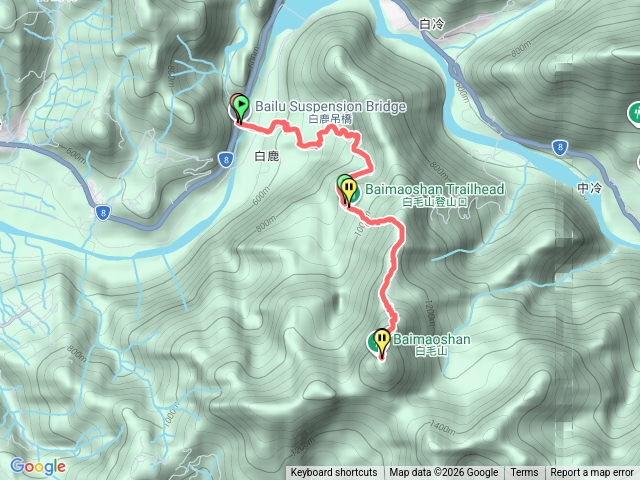 白毛山步道（白鹿吊橋起）預覽圖