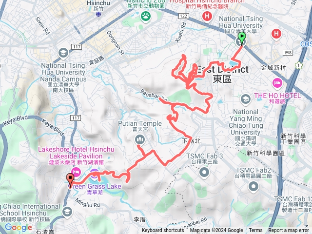 2024-10-25 十八尖山連走清草湖─清華校門口→成功湖→梅園→十八尖山東峰→十八尖山→奕園→清華土地公→高峰植物園→大板根→奉茶亭→普天宮→青草湖→映月橋→于飛島→鳳凰橋→煙波大飯店→柴橋站預覽圖