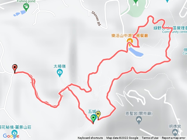 石門路70號步道入口-直上山中湖-文筆山登山口-天上山縱走-五城山-步道直下回70號步道入口