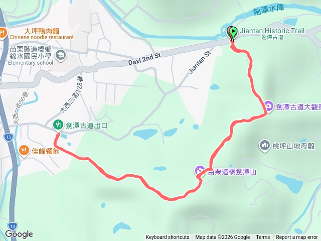 2026.10.13劍潭古道東端出入口 ↔ 西端出入口來回預覽圖