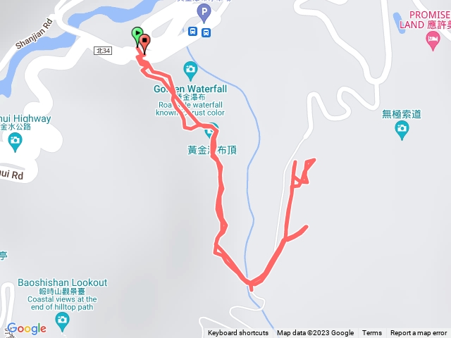 黃金瀑布頂切煙囪稜舊礦場