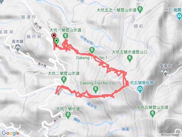 大坑步道從—号停車場1上2下，２上1下來回