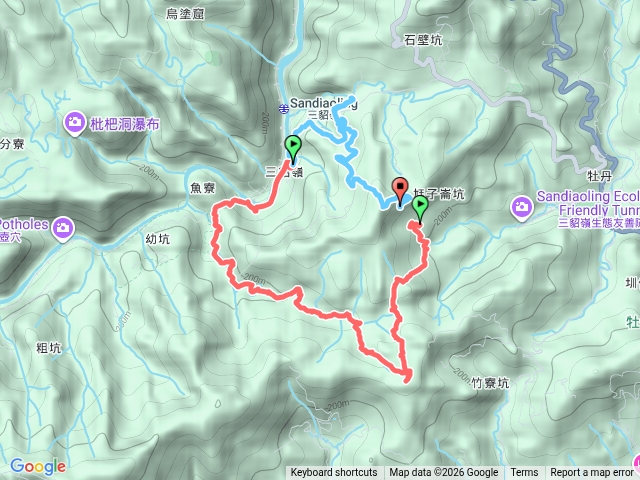 夢幻瀑布-頂坑山-大煙囪-新路尾山-溪畔古道-幼坑古道O型