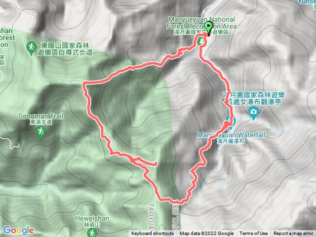 滿月圓-東眼山-啦卡山-東滿步道-O形路線