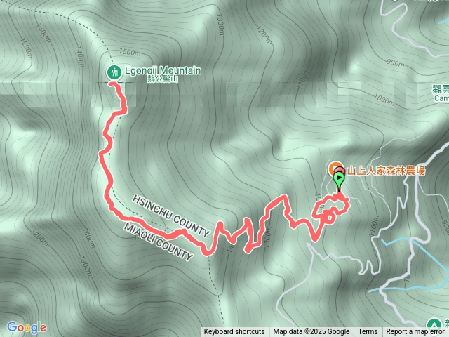 鵝公髻山第三登山口（山上人家）來回預覽圖