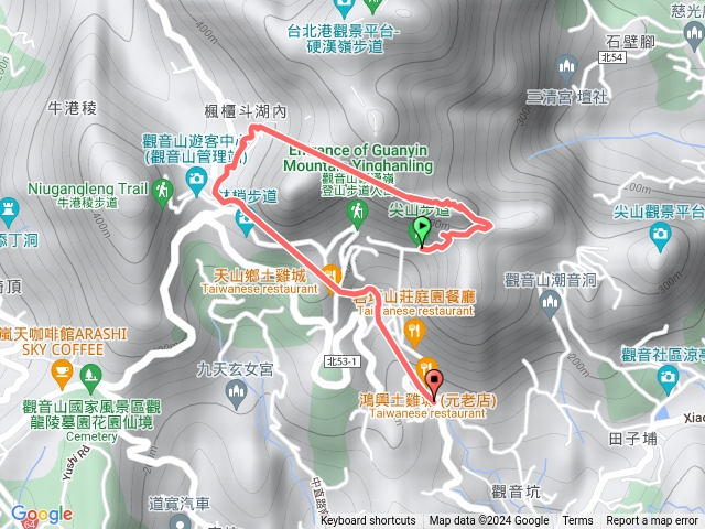 觀音山-尖山步道-大岩壁-硬漢嶺-左下-客運總站