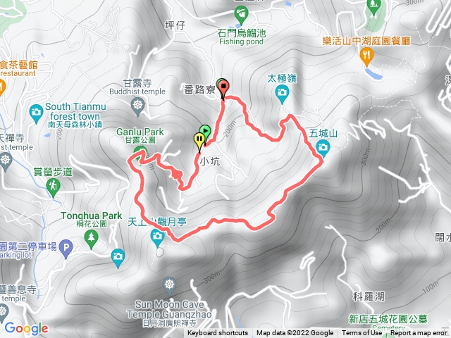70號步道入口-五城山-天上山縱走-天上山鞍部-甘露公園-產業道路-回70號步道