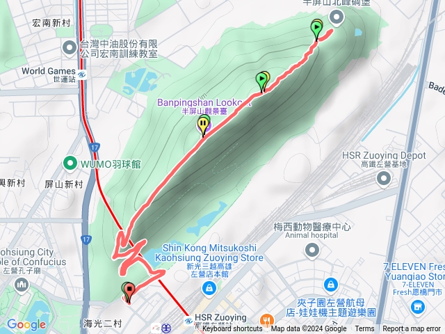 半屏山登山步道半屏湖登山口-觀景台-北峰碉堡（原路返回）預覽圖