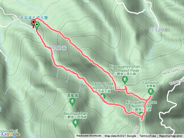 大屯溪古道.小觀音山北峯、小觀音山北北峯蔡頭崙、小觀音山西北峯、佛眼石、竿尾崙竿尾崙古道O型走