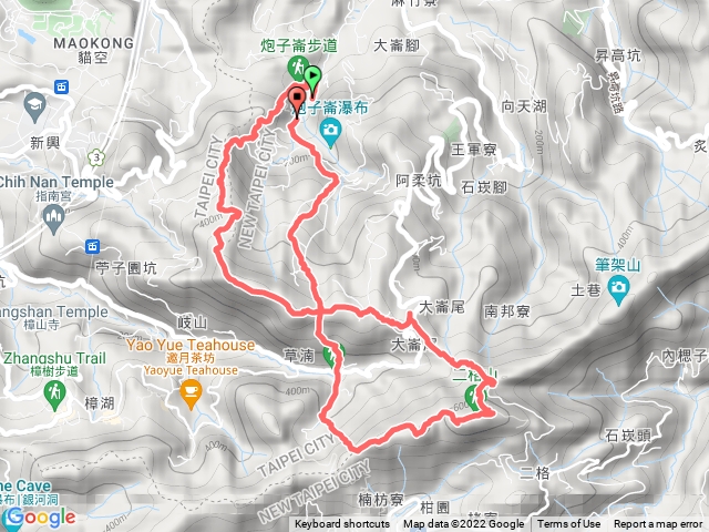 猴山岳步道-猴山岳-二格山-草湳大榕樹-炮子崙步道8字型