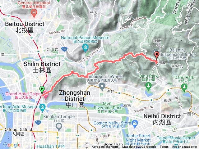 臺北大縱走走第五段：捷運劍潭站至碧山巖(20231018)