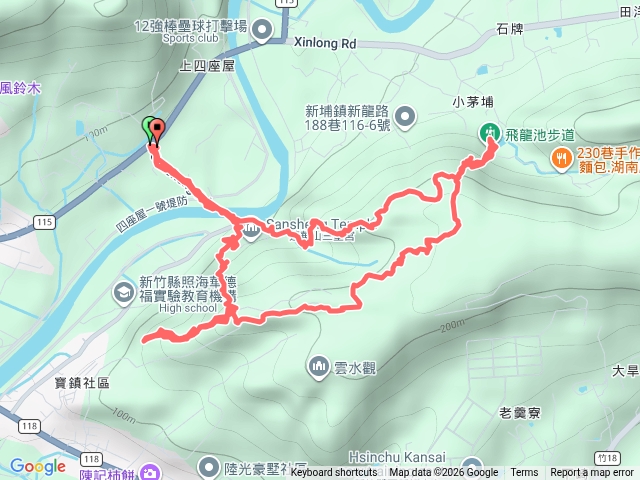 蓮華山古道群，飛龍步道，五分埔山，採茶古道，飛龍池，載熙古道O走預覽圖