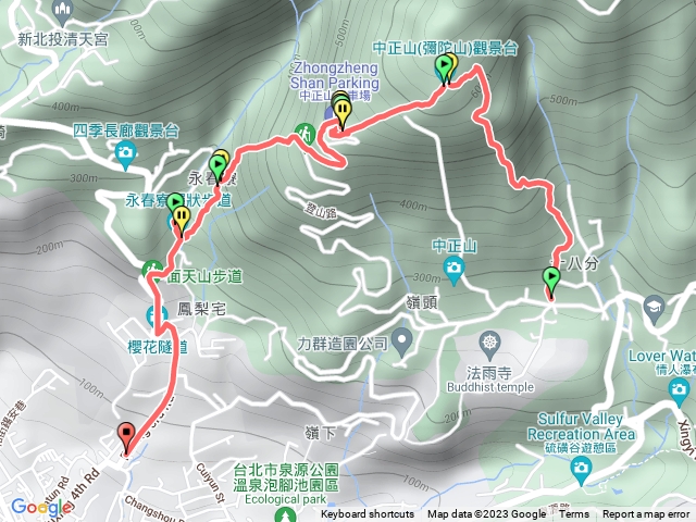 中正山景觀台（十八份登山口到停車場）及永春寮步道預覽圖