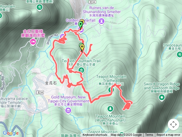 黃金瀑布、無言的山丘場景、黃金洞、牛伏礦體、復興山、金瓜石