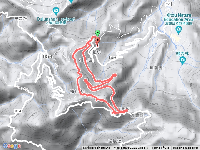 溪頭六連峰（羊頭崙山、水桶寮山、內樹皮山、三叉崙山、龍鳳峽山、龍鳳山）