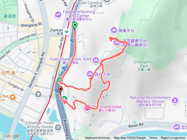 第一次夜走-劍潭山「迷路」走圓山飯店下來