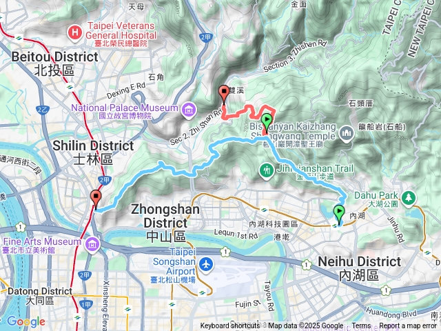 1獅頭山縱走仙座台山出至善國中2獅頭山連走金面山-文間山-劍潭山（合併軌跡）