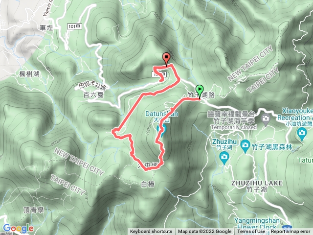 鞍部-大屯山立牌-下二子坪-二子坪遊客中心-大屯公園1號停車塲