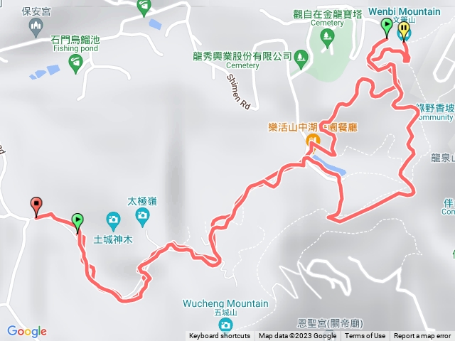 石門路70號登山口-直上山中湖-文筆山-繞湖一大圈回山中湖-原路折返回70號登山口