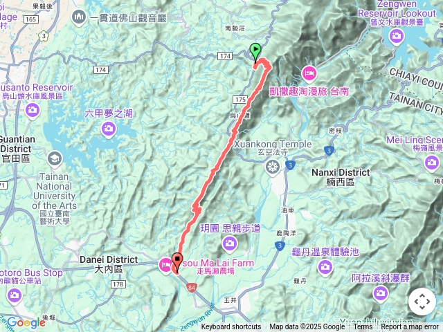 2025-04-03 台南綠色長城大凍山系南段 橫路休息站-庫頂山-烏子嶺-嘉南E三角點-大崖山-龍目井休閒農場(搭公車)