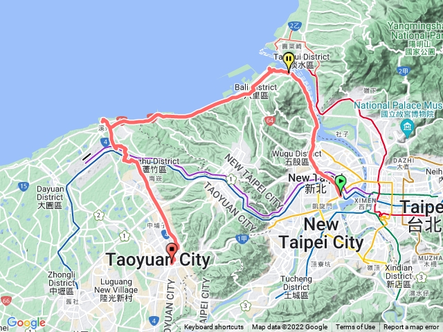 台北大都會河濱公園到桃園火車站