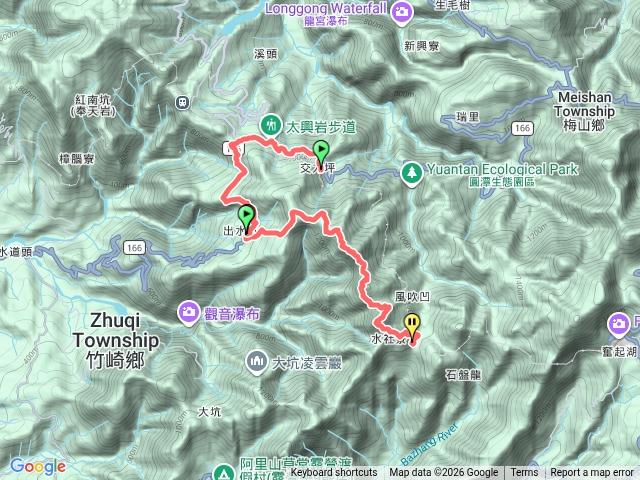 出水坑、篤鼻山、青園山、知鳥山、四大天王縱走預覽圖