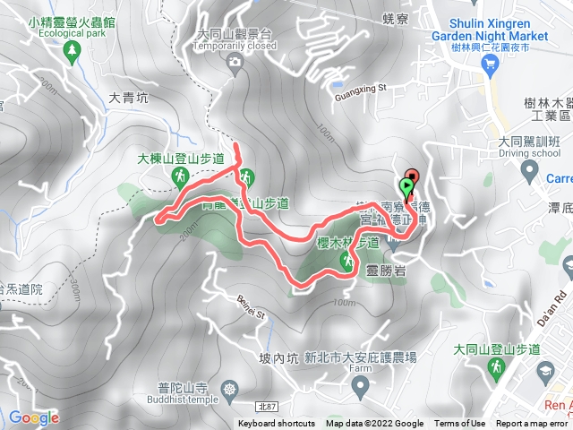 新樂園休閒餐廳-產業道路-南寮福德宮登山口-大同山土地公-青龍嶺-產業道路回新樂園休閒餐廳