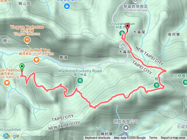 貓空圓山西峰、貓空圓山、東北峰，南邦寮山、二格山，阿柔洋山預覽圖