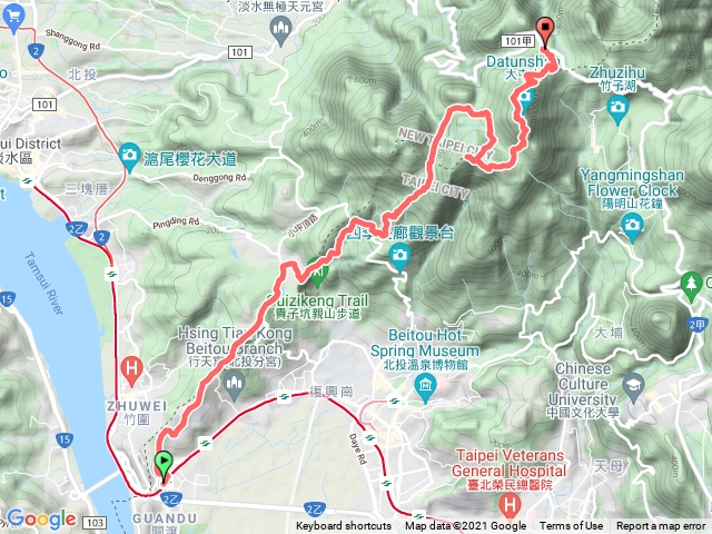 關渡捷運站至大屯山群峰 20211204