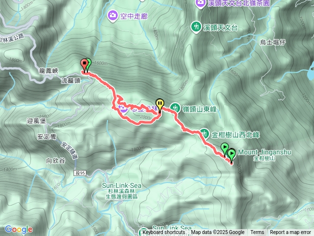 留龍頭、嶺頭山、嶺頭山東峰、金柑樹山西北峰、忘憂森林
