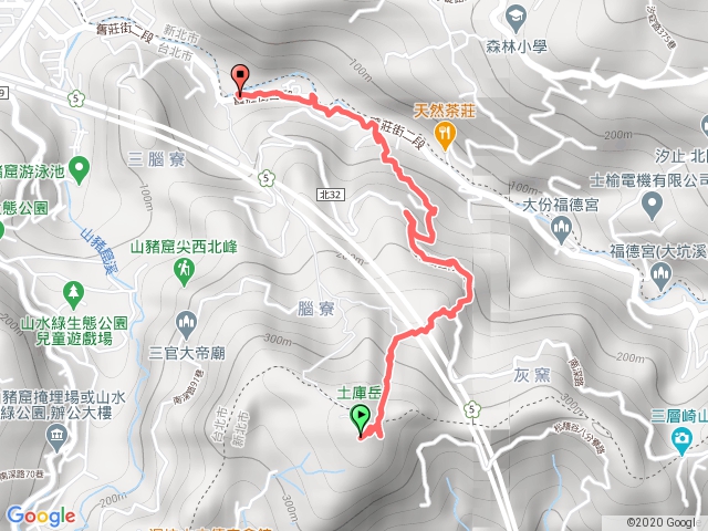 土庫岳山頂-舊莊街二段232巷登山口-栳寮古道-200巷口-122巷口 20180510 