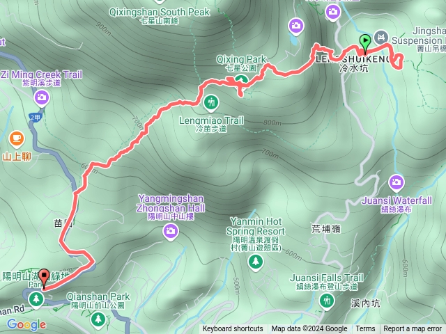 1121019冷水坑-菁山吊橋-牛奶湖-七星公園-陽明山總站