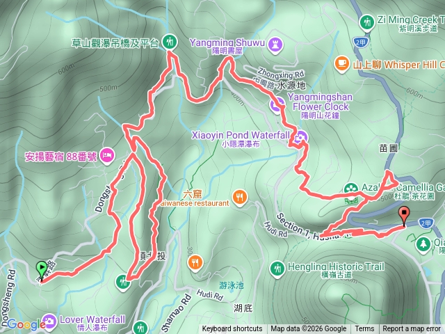 泉源國小公車站-風尾步道-十八份水圳-拐圳步道-陽明公園-陽明山公車站預覽圖