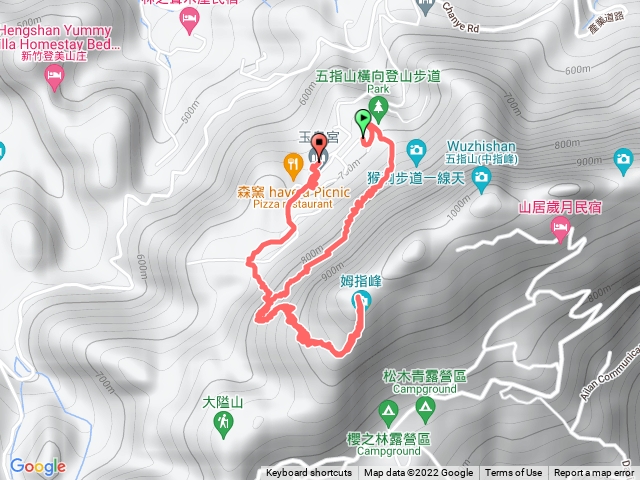 五指山縱走橫向+大姆指
